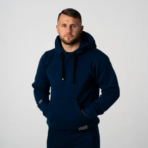 Granatowa bluza kangurka męska z kapturem Prestige
