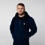 Granatowa bluza na zamek męska z kapturem