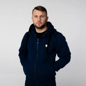 Granatowa bluza na zamek męska z kapturem