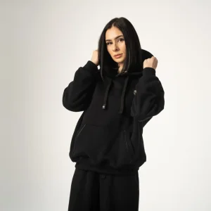 Czarna  bluza damska kangurka oversize