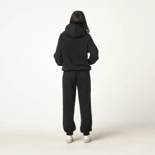 Czarny Bawełniany Komplet Dresowy Damski Oversize Czarne  spodnie dresowe joggery damskie oversize