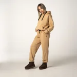 Beżowy Modny dres oversize damski
