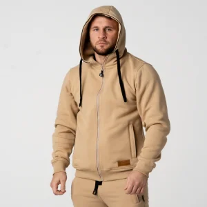 Beżowa Bluza z Zamkiem pod Szyją Prestige
