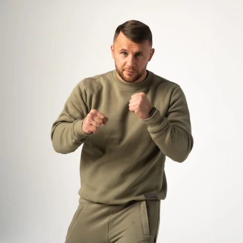 Oliwkowa bluza  męska z bawełny Brachole Oliwkowa bluza  męska z bawełny Brachole