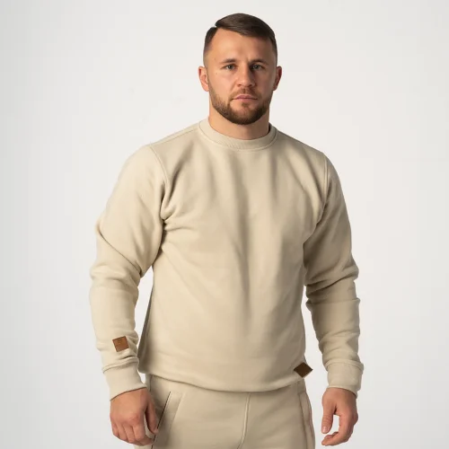 Kremowa bluza męska z bawełny Premium Kremowa bluza klasyczna.png
