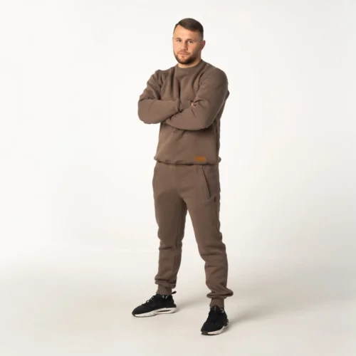 Brązowy komplet dresowy męski bawełniany Prestige Brązowy komplet dresowy męski bawełniany Prestige