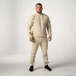 Kremowy Ciepły dres męski bawełniany Prestige