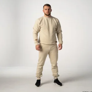 Kremowy Ciepły dres męski bawełniany Prestige