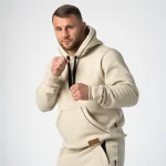 Kremowa bluza kangurka męska z bawełny
