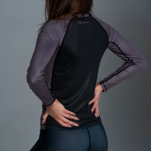 Brązowy Rashguard damski długi rękaw Longsleeve damski brązowo-czarny