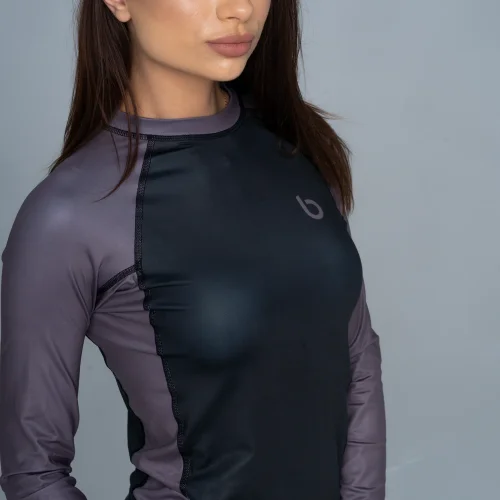 Brązowy Rashguard damski długi rękaw Czarno brązowy rashguard damski
