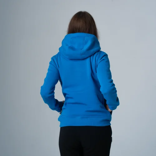 Niebieska bluza damska na zamek z kapturem  Bluza damska z kapturem.webp